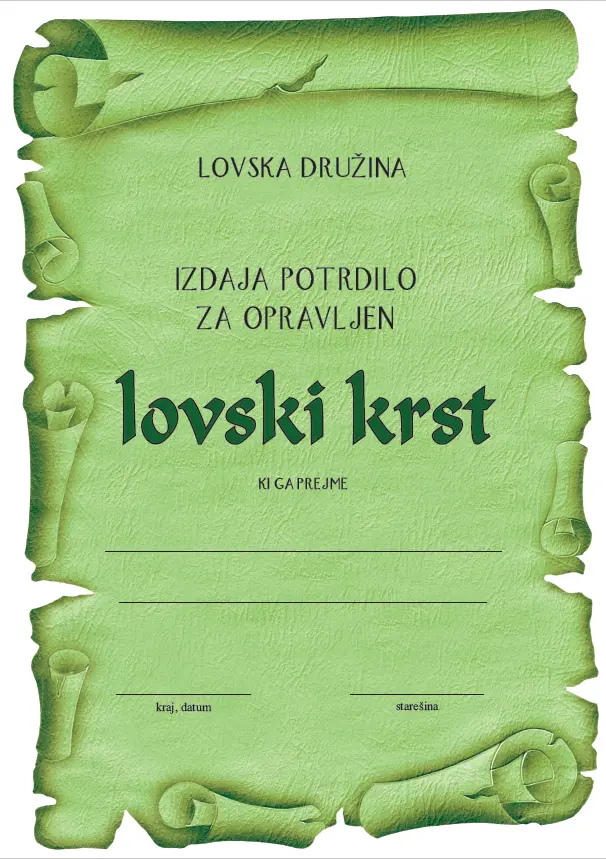 Certifikat za lovski krst